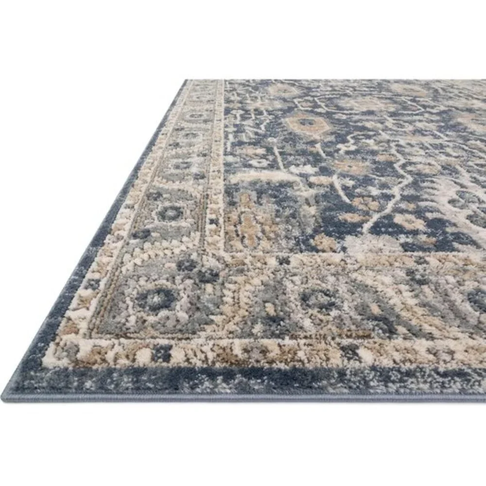 New 2.8x10.6 Teagan Runner Area Rug, Soft Low Pile Denim Neutral Hallway Carpet